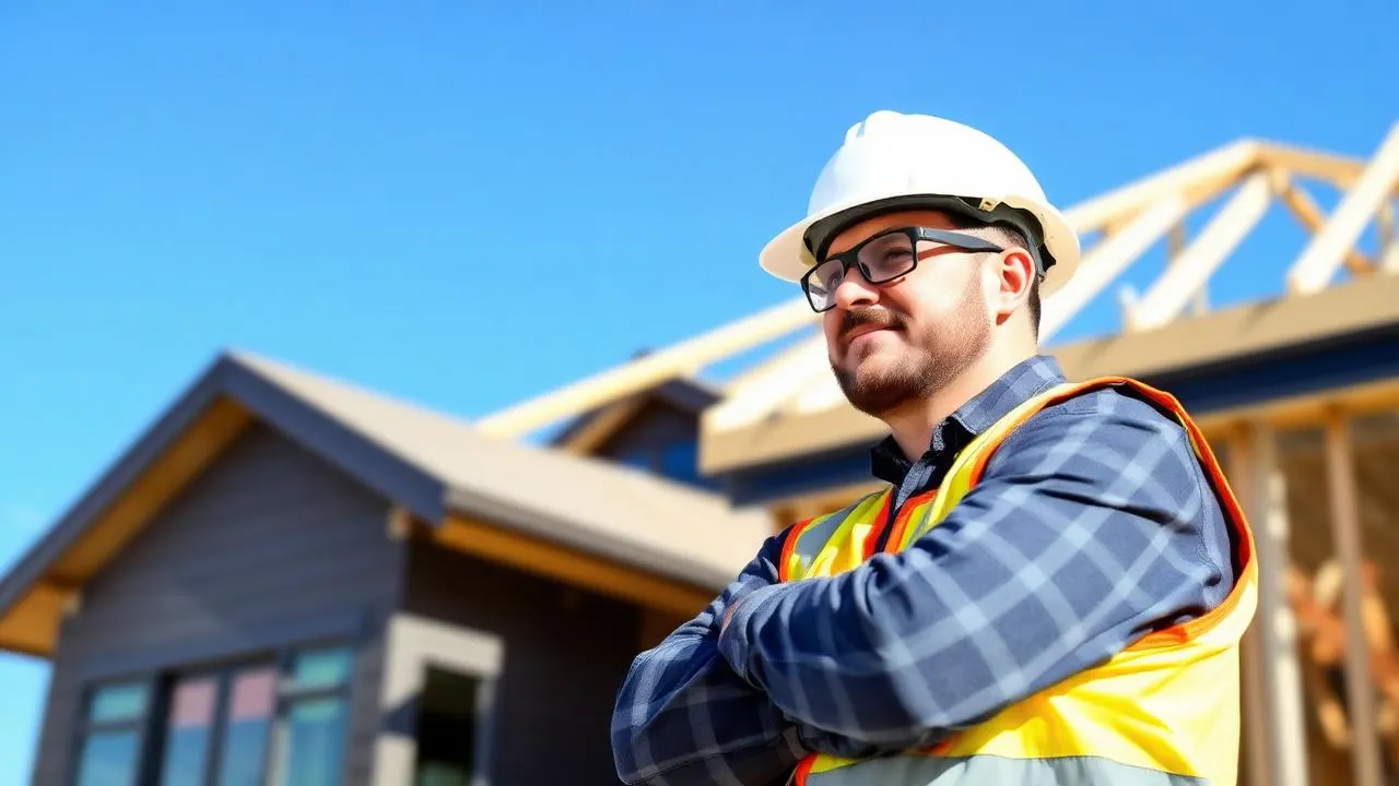 Construction contractor at a residential building site in Colorado Springs