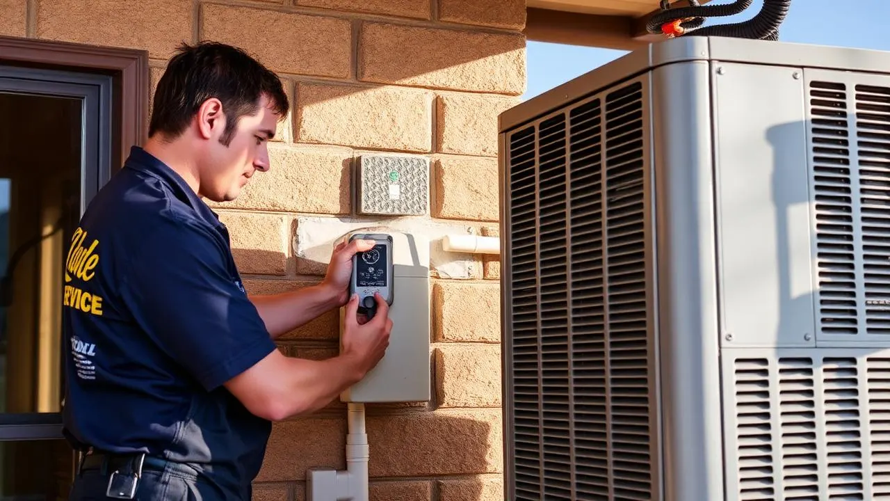 HVAC technician servicing air conditioning unit in Colorado Springs