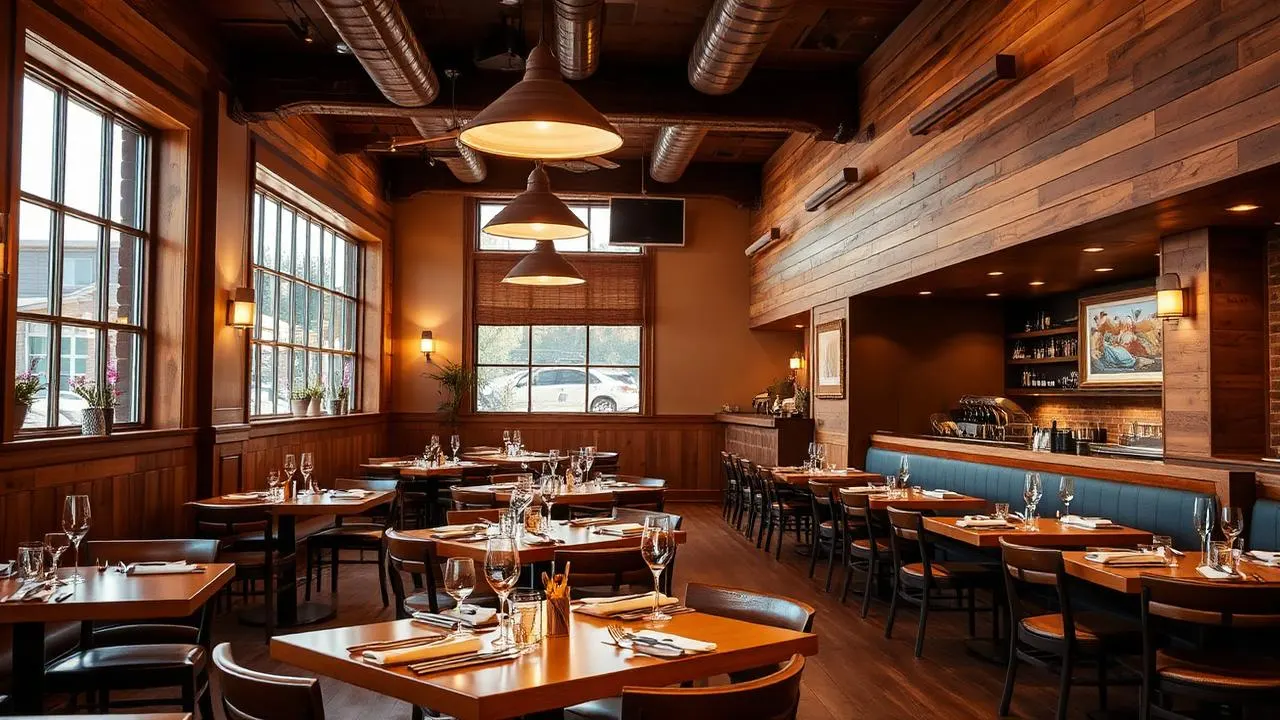 Beautiful restaurant interior in Colorado Springs with warm ambient lighting